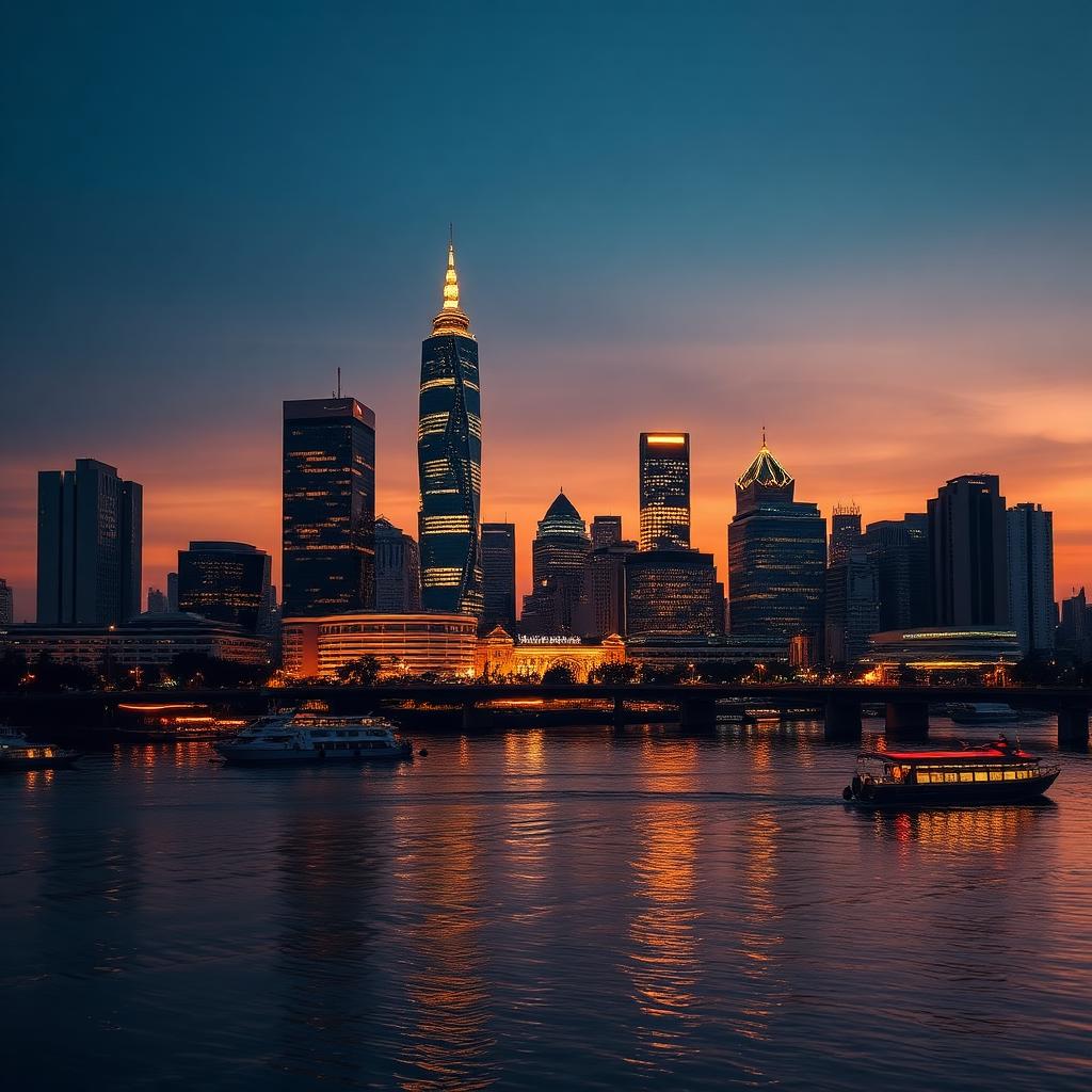 Modern Bangkok skyline at dusk